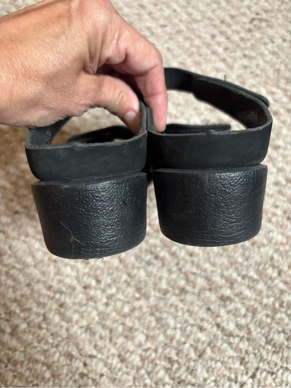 Mephisto Black Adjustable Strap Sandals